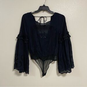 Free People Intimately Bodysuit Women’s Size Small Black Dreams Like These Top
